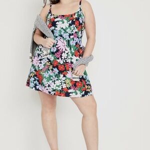 OLD NAVY Fit & Flare Linen Blend Floral‎ Cami Mini Dress XXL Smocked boho beachy